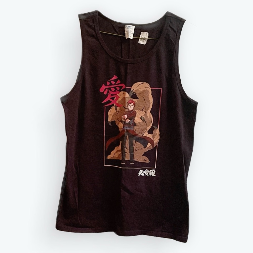 Naruto Gaara Tank Top| Black sleeveless | Port & Company | Adult M
